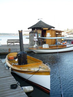 Steam engine wooden boat at Center for Wooden Boats in Seattle, WA